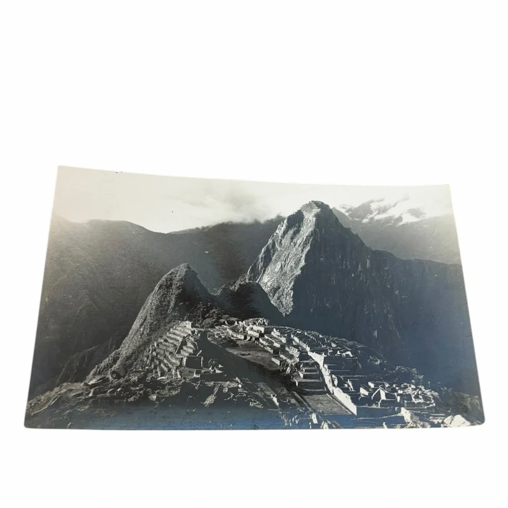 Vintage Machu Picchu Peru Black & White Postcard | Andes Mountains Inca Ruins
